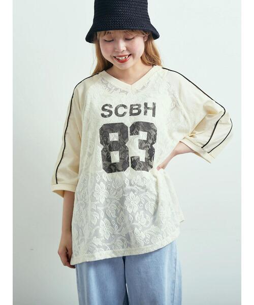 SM2(エスエムツー)の「レース切替ラグランスリーブカットソー(Tシャツ/カットソー・レディース・クリーム/オフホワイト/ブラック・F)」の3枚目の写真