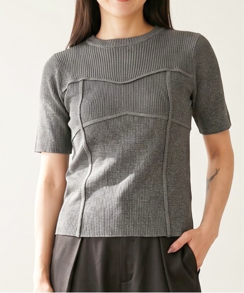 Per sist ence（パーシエンス）の「MIXリブニットビスチェデザインプルオーバー（Tシャツ/カットソー・レディース・アイボリー/ブラック/ブラウン/グリーン・ONE SIZE）」の3枚目の写真