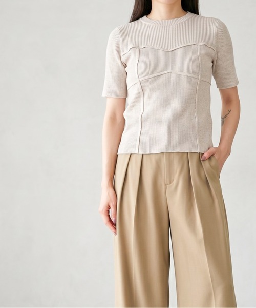 Per sist ence（パーシエンス）の「MIXリブニットビスチェデザインプルオーバー（Tシャツ/カットソー・レディース・アイボリー/ブラック/ブラウン/グリーン・ONE SIZE）」の5枚目の写真