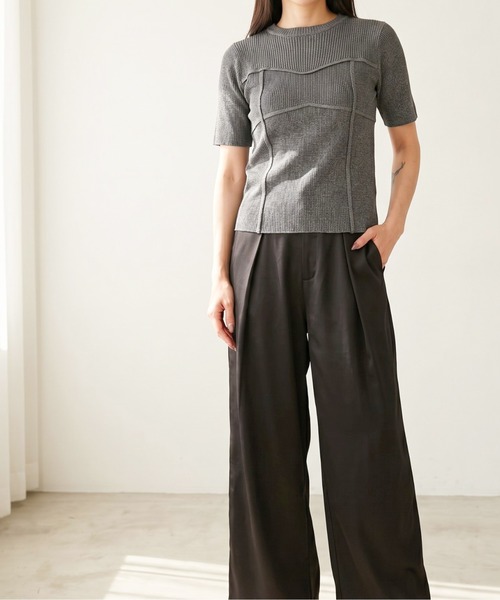 Per sist ence（パーシエンス）の「MIXリブニットビスチェデザインプルオーバー（Tシャツ/カットソー・レディース・アイボリー/ブラック/ブラウン/グリーン・ONE SIZE）」の7枚目の写真