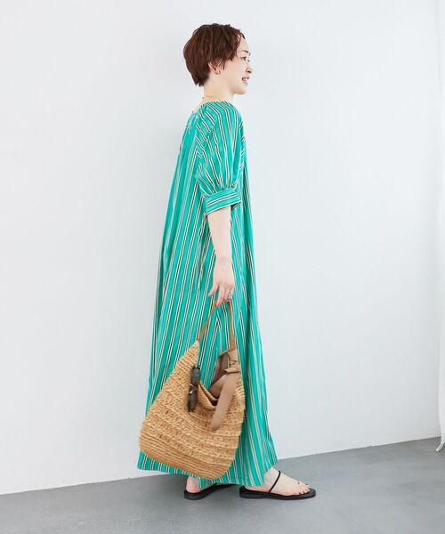 le.coeur blanc（ルクールブラン）の「ストライプVネックワンピース（ワンピース・レディース・グリーン系その他/ホワイト系その他2・38）」の8枚目の写真