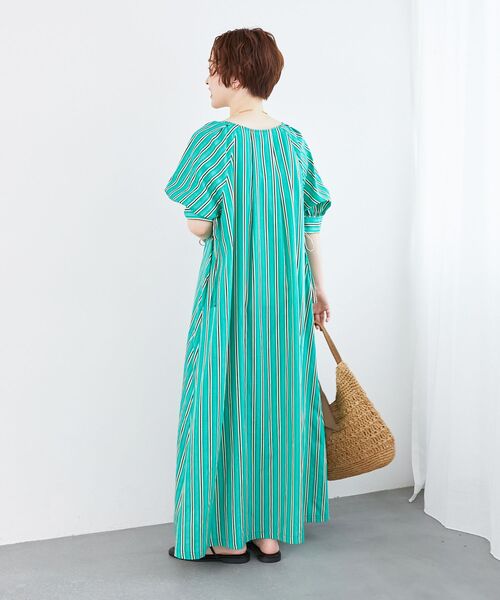 le.coeur blanc（ルクールブラン）の「ストライプVネックワンピース（ワンピース・レディース・グリーン系その他/ホワイト系その他2・38）」の10枚目の写真