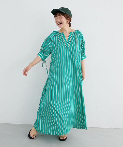 le.coeur blanc（ルクールブラン）の「ストライプVネックワンピース（ワンピース・レディース・グリーン系その他/ホワイト系その他2・38）」の15枚目の写真