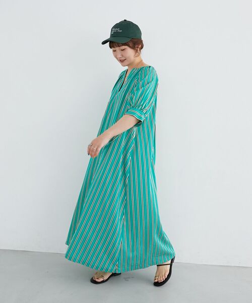 le.coeur blanc（ルクールブラン）の「ストライプVネックワンピース（ワンピース・レディース・グリーン系その他/ホワイト系その他2・38）」の16枚目の写真