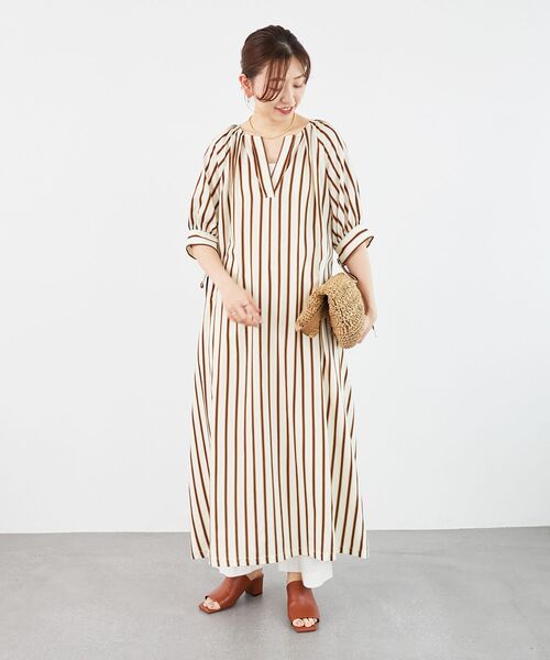 le.coeur blanc（ルクールブラン）の「ストライプVネックワンピース（ワンピース・レディース・グリーン系その他/ホワイト系その他2・38）」の19枚目の写真