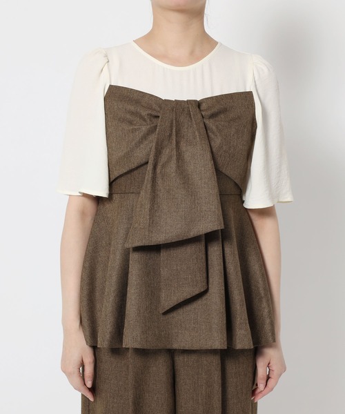 mysty woman（ミスティウーマン）の「［追加1］ビスチェドッキングプルオーバー　 497653（Tシャツ/カットソー・レディース・グレー/ベージュ/ブラウン・FREE）」の8枚目の写真