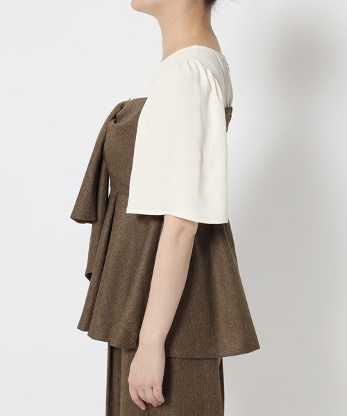 mysty woman（ミスティウーマン）の「［追加1］ビスチェドッキングプルオーバー　 497653（Tシャツ/カットソー・レディース・グレー/ベージュ/ブラウン・FREE）」の9枚目の写真