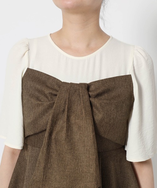 mysty woman（ミスティウーマン）の「［追加1］ビスチェドッキングプルオーバー　 497653（Tシャツ/カットソー・レディース・グレー/ベージュ/ブラウン・FREE）」の12枚目の写真