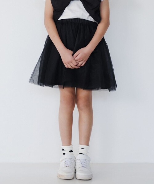 BRANSHES(ブランシェス)の「【b.+A】金子綾/チュールスカート(スカート・キッズ・アイボリー/ブラック・S/L/M/XL)」の1枚目の写真