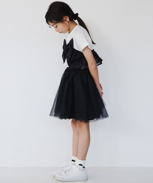 BRANSHES(ブランシェス)の「【b.+A】金子綾/チュールスカート(スカート・キッズ・アイボリー/ブラック・S/L/M/XL)」の5枚目の写真
