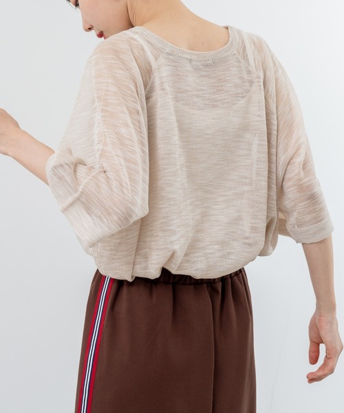 refinedworks(リファインドワークス)の「【refinedworks】シアーニットロゴプルオーバー!(ニット/セーター・レディース・ベージュ/ネイビー/グレー・FREE)」の6枚目の写真