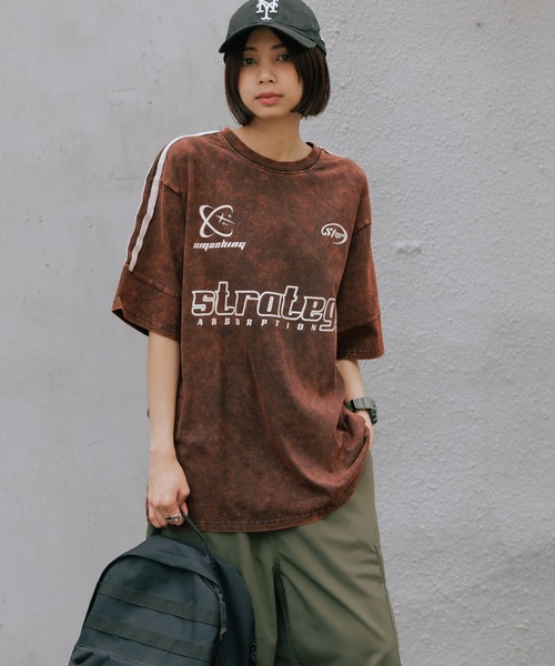 SUGGESTION(サジェッション)の「SUGGESTION/サジェッション 加工サッカーTシャツ(Tシャツ/カットソー・メンズ・ブラウン/ピンク/ブラック・M/L)」の12枚目の写真