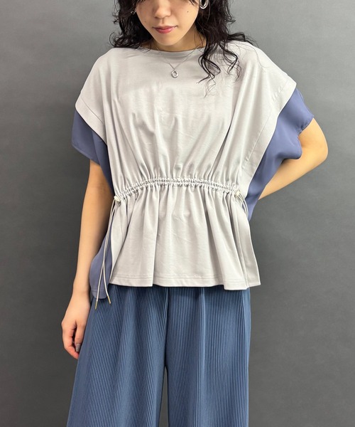 NICOLE white(ニコルホワイト)の「ウエストドロスト配色TEE(Tシャツ/カットソー・レディース・ブラック/オフホワイト/グレー・FREE)」の5枚目の写真