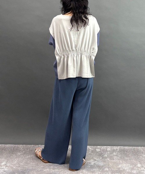 NICOLE white(ニコルホワイト)の「ウエストドロスト配色TEE(Tシャツ/カットソー・レディース・ブラック/オフホワイト/グレー・FREE)」の6枚目の写真