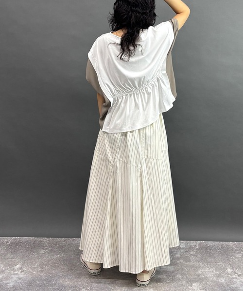 NICOLE white(ニコルホワイト)の「ウエストドロスト配色TEE(Tシャツ/カットソー・レディース・ブラック/オフホワイト/グレー・FREE)」の8枚目の写真