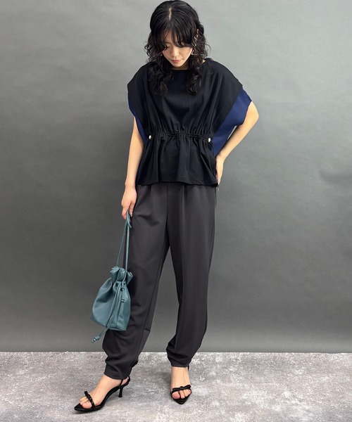 NICOLE white(ニコルホワイト)の「ウエストドロスト配色TEE(Tシャツ/カットソー・レディース・ブラック/オフホワイト/グレー・FREE)」の9枚目の写真