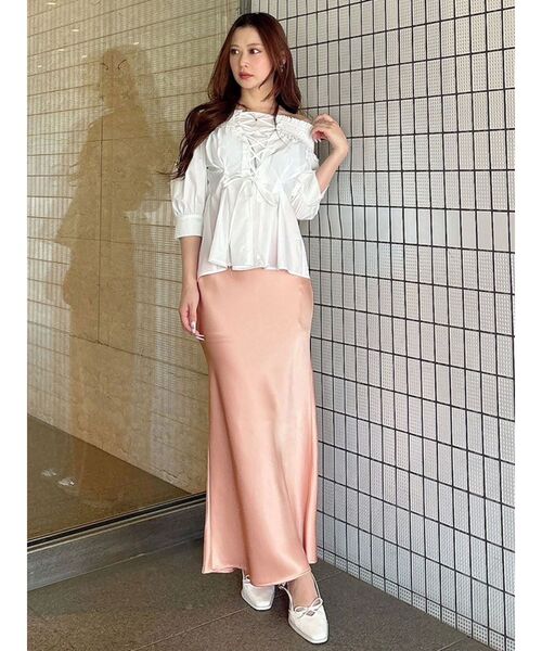 MERCURYDUO（マーキュリーデュオ）の「バイヤスナロースカート（スカート・レディース・ライトグレー/ピンク/オレンジ/ブラック・SMALL/MEDIUM）」の20枚目の写真