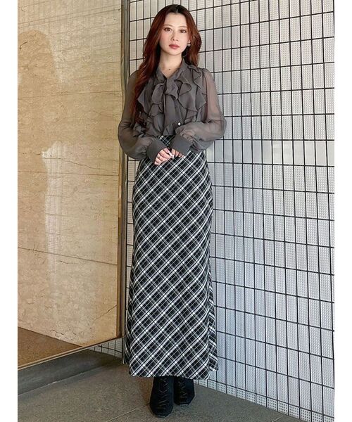 MERCURYDUO（マーキュリーデュオ）の「バイヤスナロースカート（スカート・レディース・ライトグレー/ピンク/オレンジ/ブラック・SMALL/MEDIUM）」の22枚目の写真