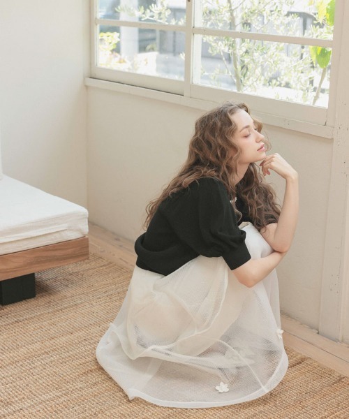 DONOBAN(ドノバン)の「スカラップポロカーディガン(カーディガン/ボレロ・レディース・ブラック/ホワイト・ONE)」の10枚目の写真