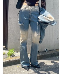 evris エヴリス フレア デニム ブーツカットY2K コンサバ クラッシュ evris エヴリス フレア デニム ブーツカットY2K コンサバ