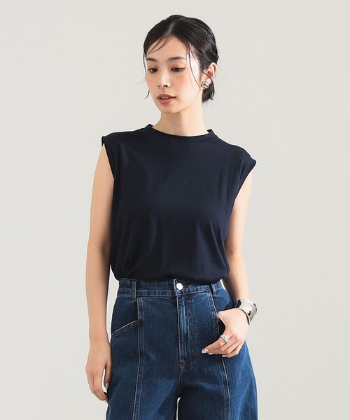 Demi-Luxe BEAMS(デミルクス ビームス)の「ウォッシャブル ウール ノースリーブ Tシャツ(Tシャツ/カットソー・レディース・ブラック/ネイビー/ブラウン・ONE SIZE)」の3枚目の写真