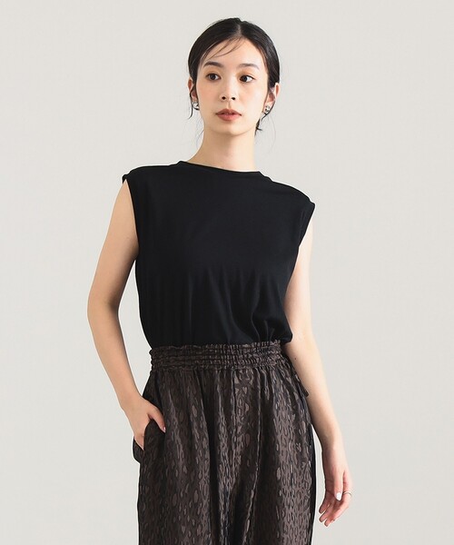 Demi-Luxe BEAMS(デミルクス ビームス)の「ウォッシャブル ウール ノースリーブ Tシャツ(Tシャツ/カットソー・レディース・ブラック/ネイビー/ブラウン・ONE SIZE)」の1枚目の写真