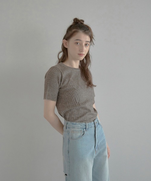 ニット/セーター Cut-Out Summer Knit Top セール】【MINERTE】bustier style summer knit top / ビスチェ