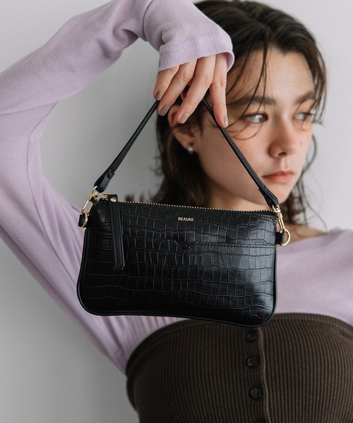 Beau're（ヴュレ）の「BEAURE Leather Mini Strap Bag（クラッチバッグ・レディース・パイソン/ブラウン/ブラック・FREE）」の10枚目の写真
