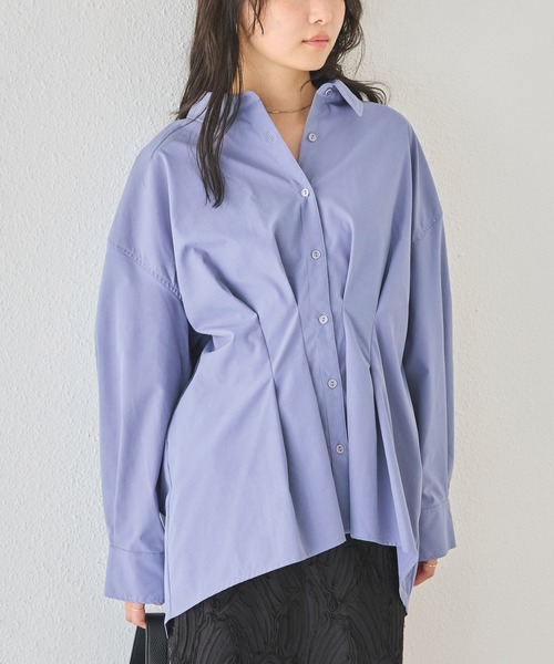 LAVEANGE（ラビアンジェ）の「【好機能シリーズ】抗菌/防臭/防シワ | ウエストタックシャツ（シャツ/ブラウス・レディース・ブラック/ブルー/オフホワイト・4L/3L/LL/M/5L）」の5枚目の写真