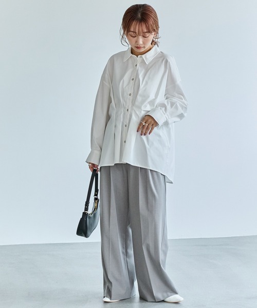 LAVEANGE（ラビアンジェ）の「【好機能シリーズ】抗菌/防臭/防シワ | ウエストタックシャツ（シャツ/ブラウス・レディース・ブラック/ブルー/オフホワイト・4L/3L/LL/M/5L）」の22枚目の写真