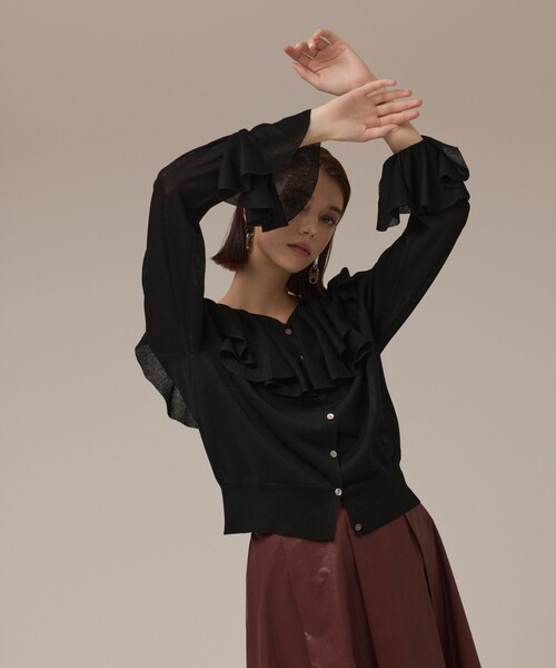 セール】フリルニットカーディガン（カーディガン/ボレロ）｜Diagram