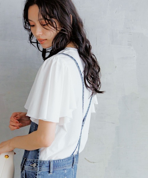 BARNYARDSTORM（バンヤードストーム）の「BARNYARDSTORM / フレアスリーブプルオーバー / マシンウォッシャブル　ドライタッチな素材感（Tシャツ/カットソー・レディース・ブラック/ブラウン/ホワイト/パープル・FREE）」の14枚目の写真