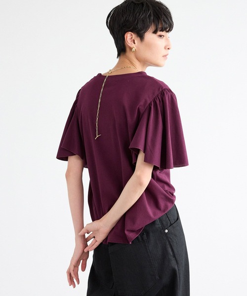 BARNYARDSTORM（バンヤードストーム）の「BARNYARDSTORM / フレアスリーブプルオーバー / マシンウォッシャブル　ドライタッチな素材感（Tシャツ/カットソー・レディース・ブラック/ブラウン/ホワイト/パープル・FREE）」の17枚目の写真