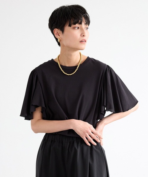 BARNYARDSTORM（バンヤードストーム）の「BARNYARDSTORM / フレアスリーブプルオーバー / マシンウォッシャブル　ドライタッチな素材感（Tシャツ/カットソー・レディース・ブラック/ブラウン/ホワイト/パープル・FREE）」の22枚目の写真