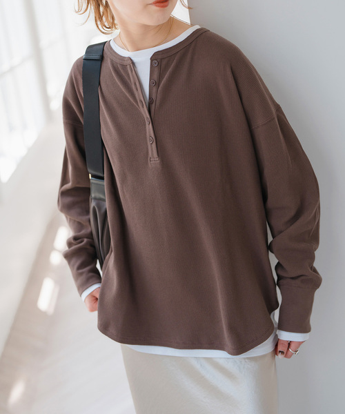 追加》2枚SETヘンリーネックプルオーバー（Tシャツ/カットソー