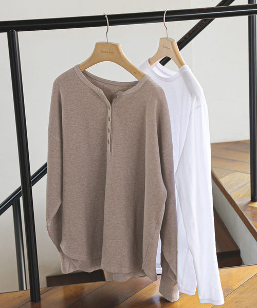 追加》2枚SETヘンリーネックプルオーバー（Tシャツ/カットソー
