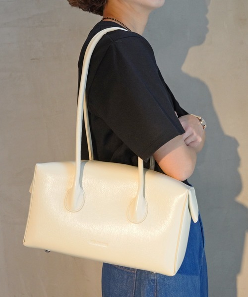 ADD CULUMN(アドカラム)の「ADD CULUMN(アドカラム) LOP BOSTON M WRINKLE(ハンドバッグ・レディース・ブラウン/オフホワイト・F)」の2枚目の写真