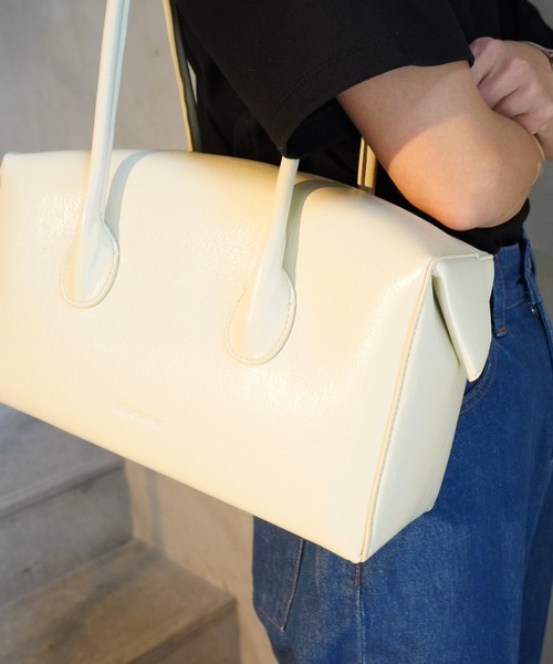 ADD CULUMN(アドカラム)の「ADD CULUMN(アドカラム) LOP BOSTON M WRINKLE(ハンドバッグ・レディース・ブラウン/オフホワイト・F)」の7枚目の写真