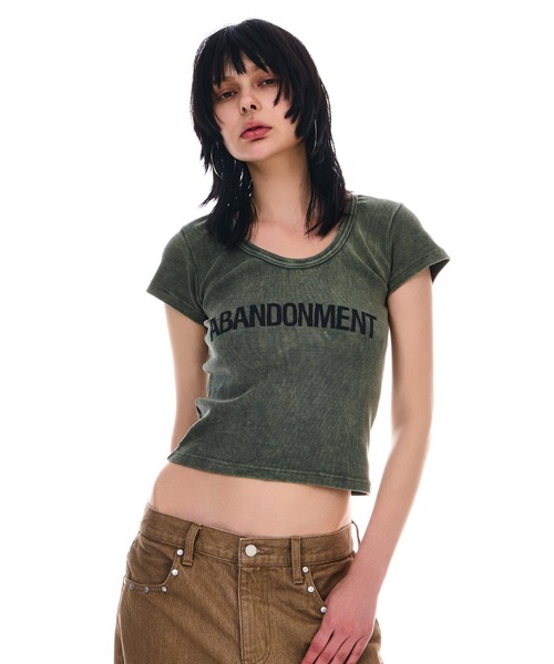 BEEDEN（ビーデン）の「USED LIKE LOGO TOPS（Tシャツ/カットソー・レディース・ブラック/カーキ/ネイビー・FREE）」の3枚目の写真