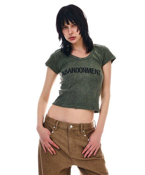 BEEDEN（ビーデン）の「USED LIKE LOGO TOPS（Tシャツ/カットソー・レディース・ブラック/カーキ/ネイビー・FREE）」の11枚目の写真