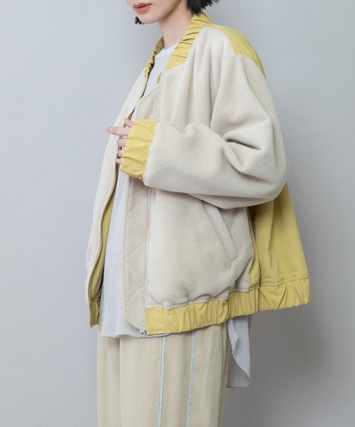 Munich（ミューニック）の「ナイロンタフタ×フリースリバーシブルブルゾン（ブルゾン・レディース・アイボリー/ブラック/イエロー・FREE）」の3枚目の写真