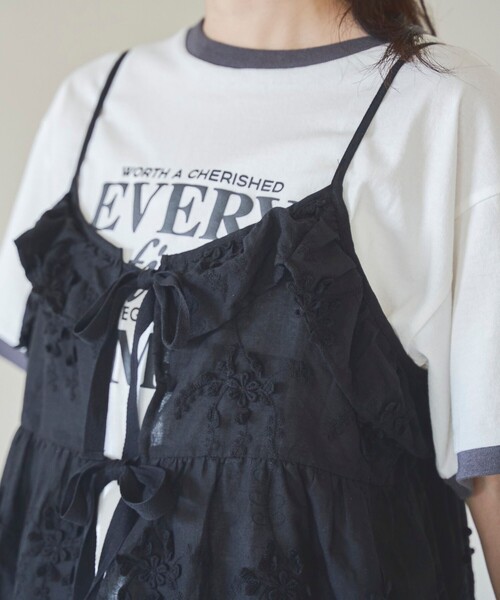 coen（コーエン）の「3D刺繍 キャミソールビスチェ（キャミソール・レディース・ナチュラル/ブラック・FREE）」の10枚目の写真