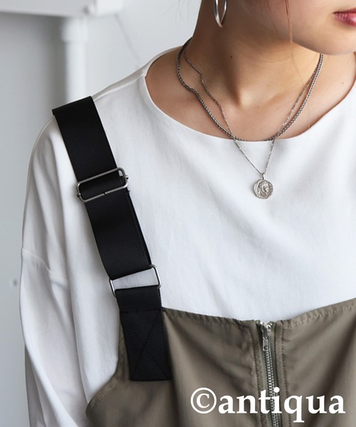 antiqua(アンティカ)の「綿100% ドロップショルダー ロンT(Tシャツ/カットソー・レディース・ブラック/カーキ/杢グレー/ダークグレー/ネイビー/ホワイト・M/L/XL)」の10枚目の写真