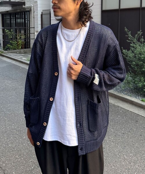 Curensology ブラック　メッシュカーディガン STRETCH MESH CARDIGAN｜muller of yoshiokubo(ミュラーオブ