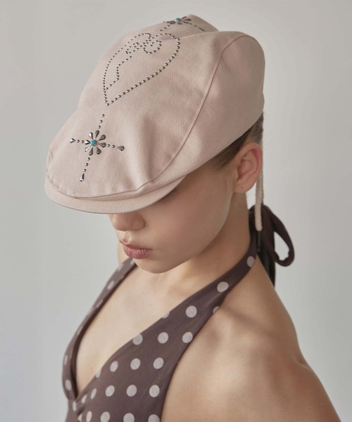 SCULPTOR(スカルプター)の「Boho Stud Hunting Cap(ハンチング/ベレー帽・レディース・チャコールグレー/グリーン/スモークピンク/アイボリー・FREE)」の4枚目の写真