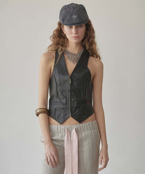 SCULPTOR(スカルプター)の「Boho Stud Hunting Cap(ハンチング/ベレー帽・レディース・チャコールグレー/グリーン/スモークピンク/アイボリー・FREE)」の15枚目の写真