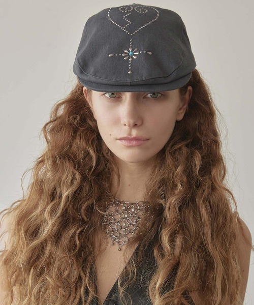 SCULPTOR(スカルプター)の「Boho Stud Hunting Cap(ハンチング/ベレー帽・レディース・チャコールグレー/グリーン/スモークピンク/アイボリー・FREE)」の16枚目の写真