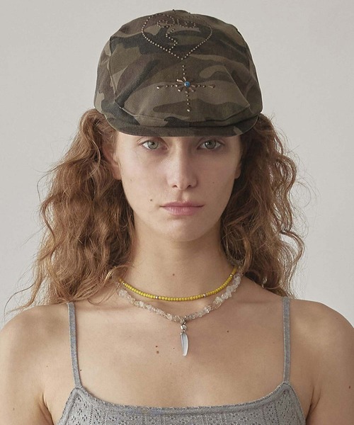 SCULPTOR(スカルプター)の「Boho Stud Hunting Cap(ハンチング/ベレー帽・レディース・チャコールグレー/グリーン/スモークピンク/アイボリー・FREE)」の8枚目の写真