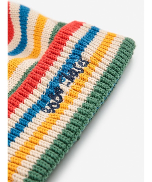 BOBO CHOSES（ボボショーズ）の「Tic Tac Toe knitted striped beanie（ニットキャップ/ビーニー・キッズ・オフホワイト・HEAD50/HEAD 48）」の2枚目の写真