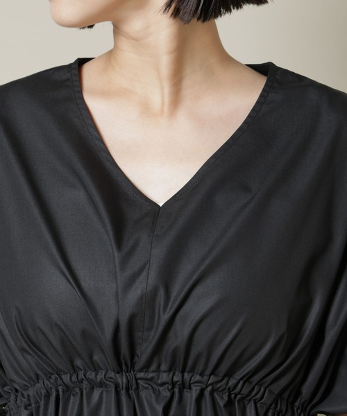 NANO universe（ナノユニバース）の「ドロストギャザードルマンワンピース（ワンピース・レディース・ブラック/ベージュ/ブルー・FREE）」の14枚目の写真